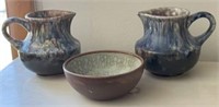 Pierrefonds Pottery Bowl w. Morvan Pitchers