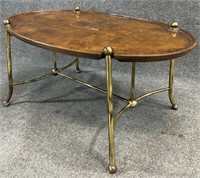 Burl & Brass Oval Coffee Table