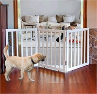 ZJSF Freestanding Foldable Dog Gate for House Extr