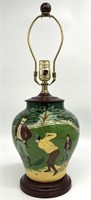 Hand Painted Golf Pottery Lamp