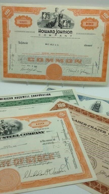 Vintage Stock Certificates lot of 5