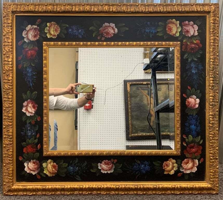 Mirror In Floral Painted Frame