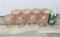 8 PINK TIARA INDIANA SANDWICH GLASS SHERBETS