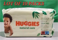 LOT OF 10 PACKS - HUGGIES Baby Wipes SOFT Pack Nat
