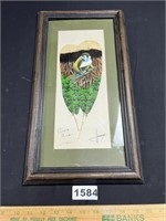 Framed Hand Painted Feather Art