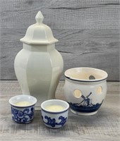 MISC CERAMIC GINGER JAR DELFT BLAUW HOLLAND CANDLE