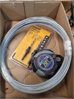 Drill bits, tape measure, wire