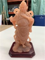 Pink Jade/Quartz Ornate 10.5" Statue