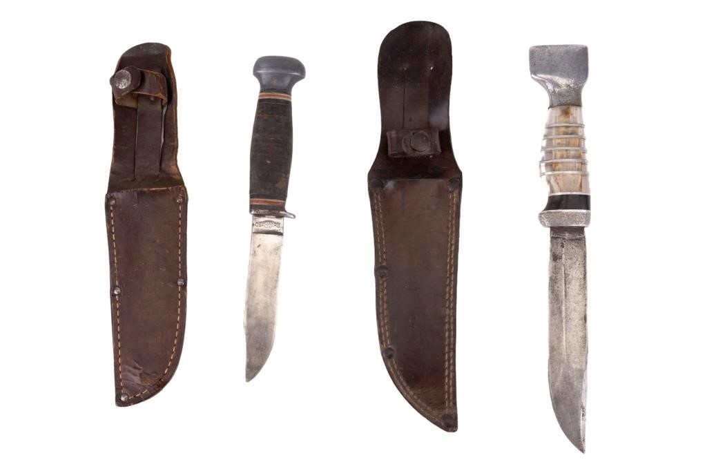 Vintage Hunting Knives w/ Sheath (2)