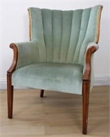 LOVELY SUEDE VINTAGE WINGBACK CHAIR