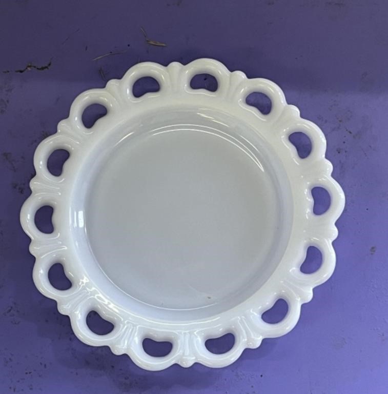 Milk Glass Old Colony Open Lace Plate