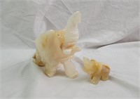 Banded Onyx Elephant And Baby