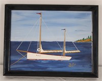 SIGNED DON TAYOR IONA 28'' YAWL FOLK ART PAINTING