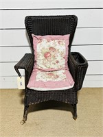 Painted Wicker High Back Chair