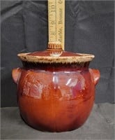 Vtg Hull Pottery Brown Drip Bean Pot/Cookie Jar