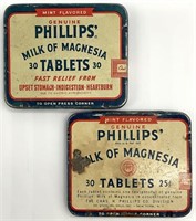 2 Vtg Phillips Milk of Magnesia Tablet Tins