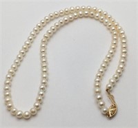 Pearl Necklace With 14k Gold Clasp