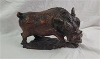African Wood Carved Boar