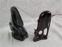 2 Carved Stone Animals