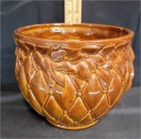 McCoy Pottery Quilted Jardiniere Planter Cracked