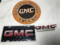 GMC Advertising - Tin sign, license plate & car