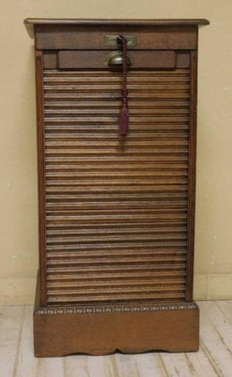 Tambour Door Oak Sheet Music Cabinet.