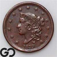 1839 Coronet Head Large Cent, XF+ Bid: 185