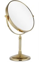 Gold make up mirror with magnification