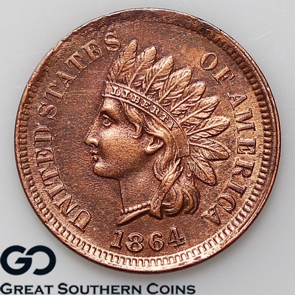 1864-L Indian Head Cent, Details, BU++ Bid: 425