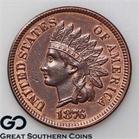 1876 Indian Head Cent, Red-Brown, BU++ RB Bid: 280