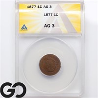 1877 Indian Head Cent, ANACS AG3 Guide: 500