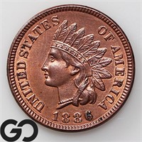 1886 Indian Head Cent, Red-Brown, BU++ RB Bid: 325