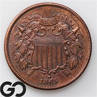 1865 Two Cent Piece, AU++ Bid: 68