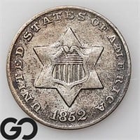 1852 Three Cent Silver Piece, AU Bid: 130