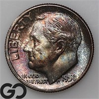 1958 Roosevelt Dime, Colorful, Gem BU++ Bid: 35