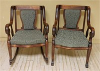 American Empire Mahogany Parlor Chair and Rocker.