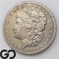 1893-CC Morgan Dollar, KEY DATE, XF Bid: 2,100