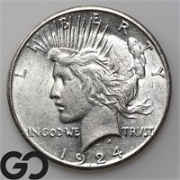 1924-S Peace Silver Dollar, Unc Bid: 250