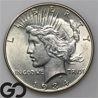 1934 Peace Silver Dollar, BU Bid: 150