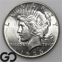 1935 Peace Silver Dollar, Near Gem BU Bid: 285