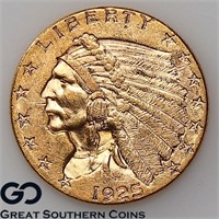 1925-D $2.5 Gold Quarter Eagle, BU Bid: 435