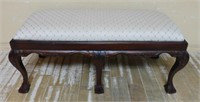 Chippendale Style Upholstered Mahogany Bench.