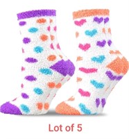 Lot of 5
Cozy Warm Fuzzy Slipper Socks  for women.