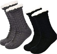 Boao, 2 Pairs, Women's Warm Slipper Socks, Christm