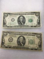 Benjamin Franklin $100 Bills (2)