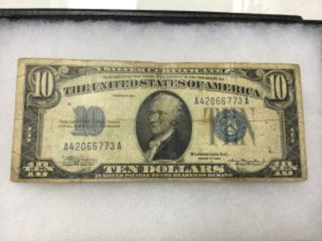 1934 Blue Seal $10 Silver Certificate