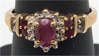 10k Gold, Diamond & Ruby Ring