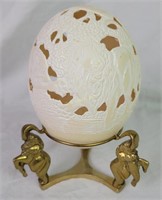 6" Hand Carved Ostrich Egg