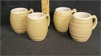 Vtg UHL Pottery Stoneware Tan Barrel Mugs