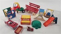 Miniaturized Play Ground, Tin Fire Truck, & More